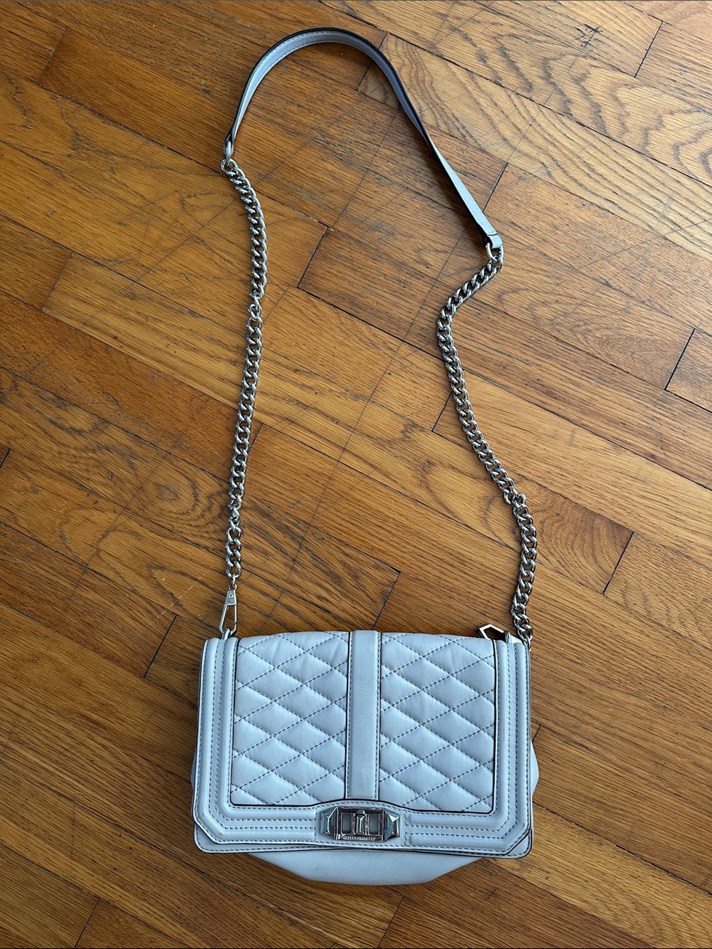 Rebecca Minkoff Love Quilted Leather Crossbody Shoulder Bag Gray